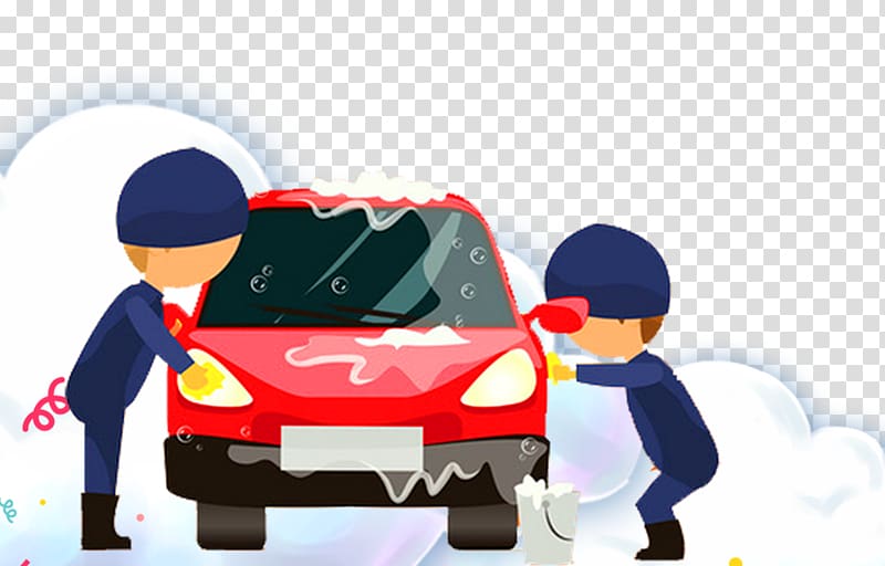 two person cleaning the car illustration, Cartoon Car Wash Mazda Cartoon man, Cartoon car wash transparent background PNG clipart