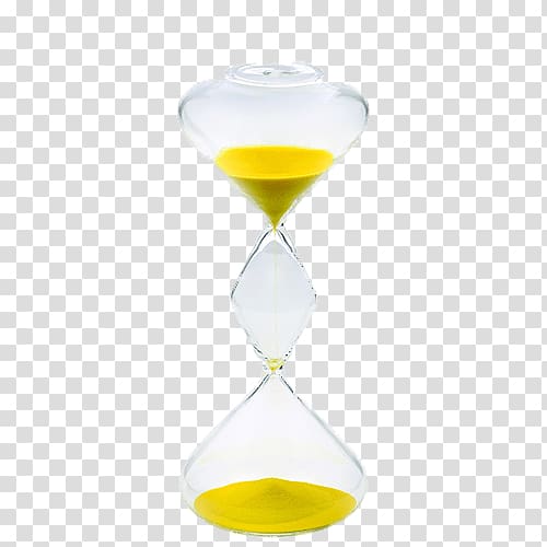 clear hourglass illustration, Hourglass Yellow Sand transparent background PNG clipart