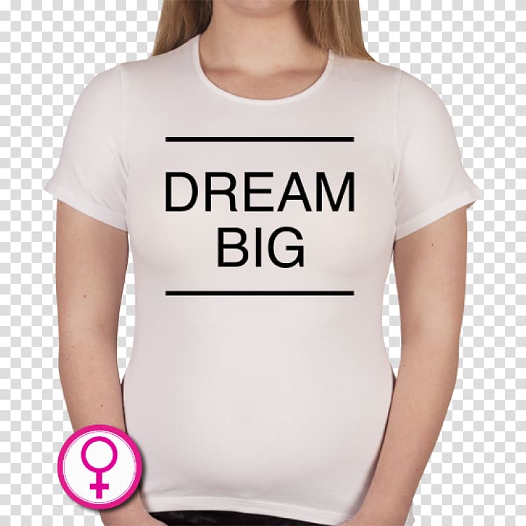 T-shirt White Sleeve Shoulder, Dream big transparent background PNG clipart