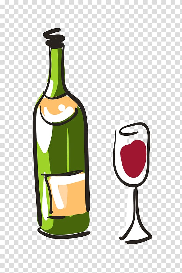 Red Wine Beer Coq au vin, cartoon hand-painted wine transparent background PNG clipart