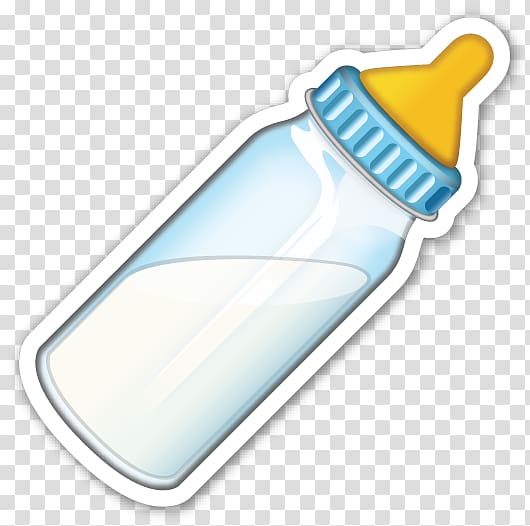 blue feeding bottle illustration, Baby Bottles Emoji Infant Sticker, milk bottle transparent background PNG clipart