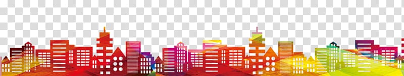red and yellow buildings , Shanghai Light City Silhouette, Colorful city silhouette transparent background PNG clipart