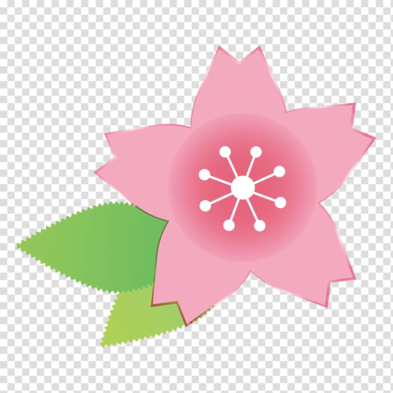 green leaf and pink flower., transparent background PNG clipart