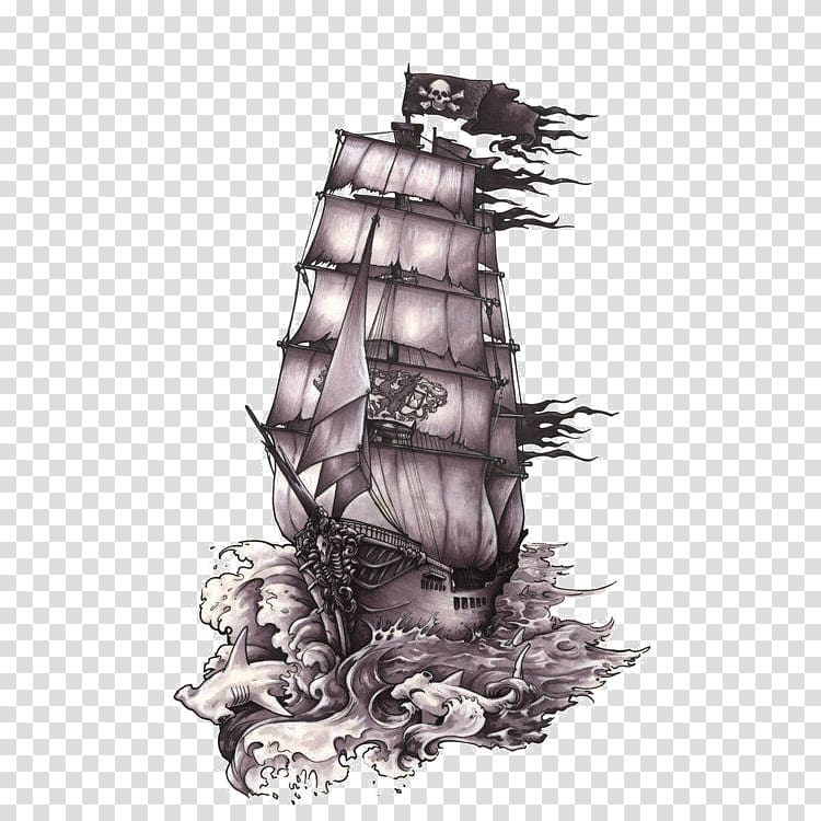 Drawing Ship Piracy Art Tattoo, Ship transparent background PNG clipart