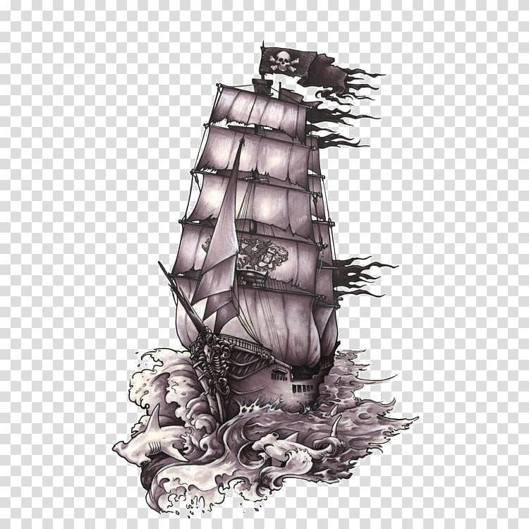 sailing ship drawing tattoo