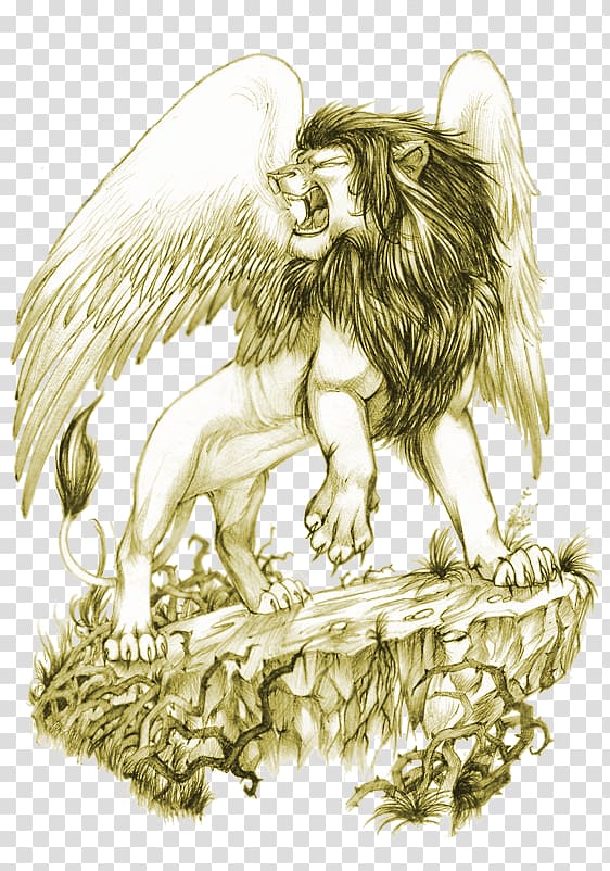 Winged lion Drawing Tattoo artist, lion transparent background PNG clipart