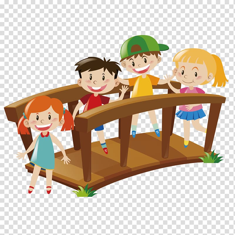Bridge Child Illustration, single-plank bridge transparent background PNG clipart