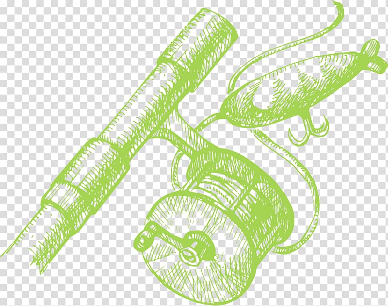 Fishing rod, Green simple fishing rod transparent background PNG clipart