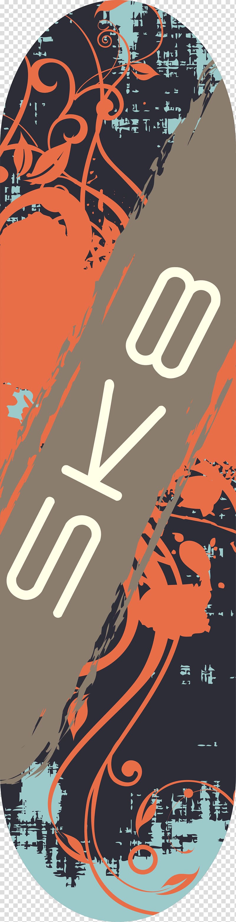 Poster, Orange vine skateboard transparent background PNG clipart