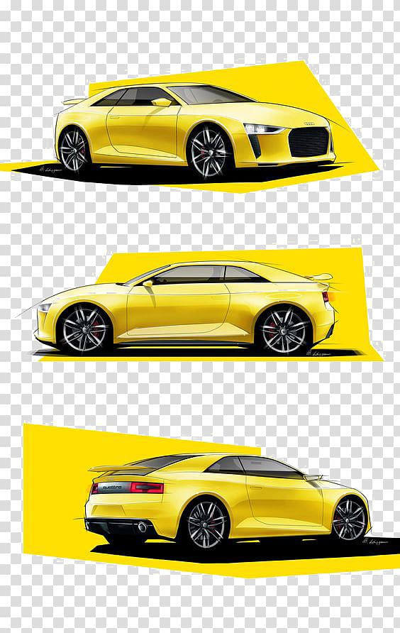 Sports car Automotive design Sketch, Yellow sports car transparent background PNG clipart