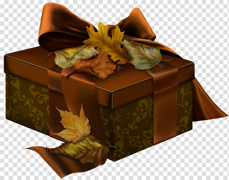 brown and maroon floral gift box illustration, Mid-Autumn Festival Gift Autumn Street Christmas, Brown 3D Present with Autumn Leaves transparent background PNG clipart