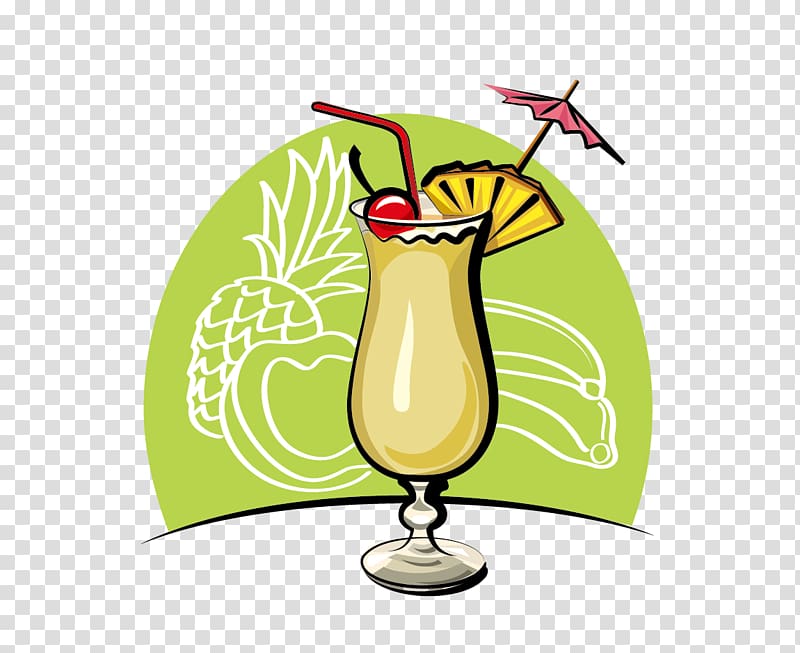 Pixf1a colada Cocktail garnish Maraschino cherry, Hand-painted cartoon cocktail transparent background PNG clipart