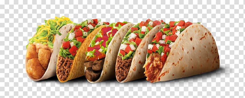 five tacos, Fast food restaurant Taco Bell Hamburger, mexican food transparent background PNG clipart