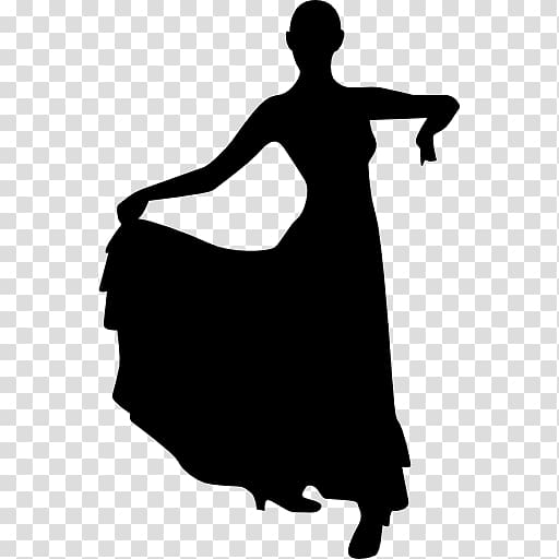 Silhouette Dancer Flamenco, flag pull element transparent background PNG clipart