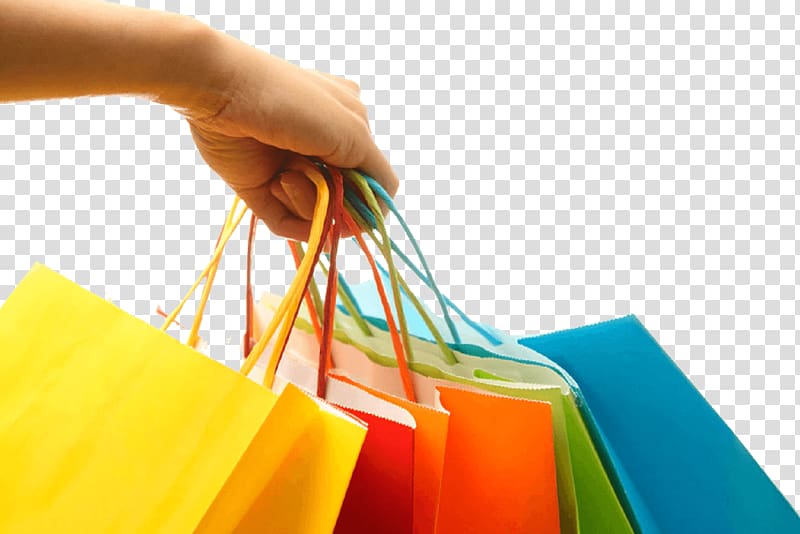 person holding assorted-color paper tote bags, Shopping Bags transparent background PNG clipart