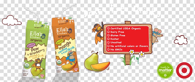 Organic food Baby Food Juice Ella\'s Kitchen, milk packaging transparent background PNG clipart