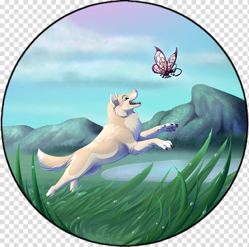 Canidae Dog Marine mammal Cartoon, fluttering butterflies transparent background PNG clipart