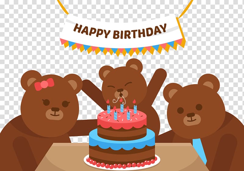 Birthday Illustration, Bear Happy Birthday transparent background PNG clipart