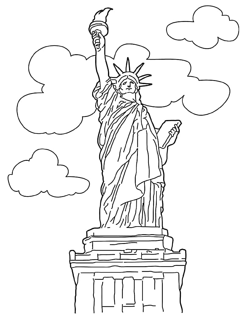 Statue of Liberty New York Harbor The New Colossus Coloring book Drawing, coloring book page of statue of liberty transparent background PNG clipart