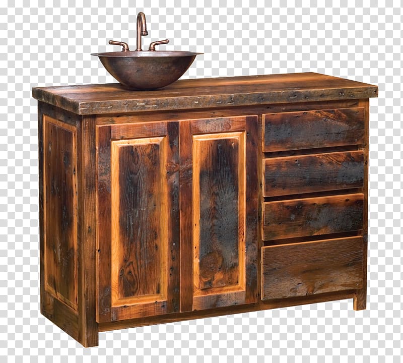 Table Bathroom cabinet Reclaimed lumber Sink, rustic transparent background PNG clipart