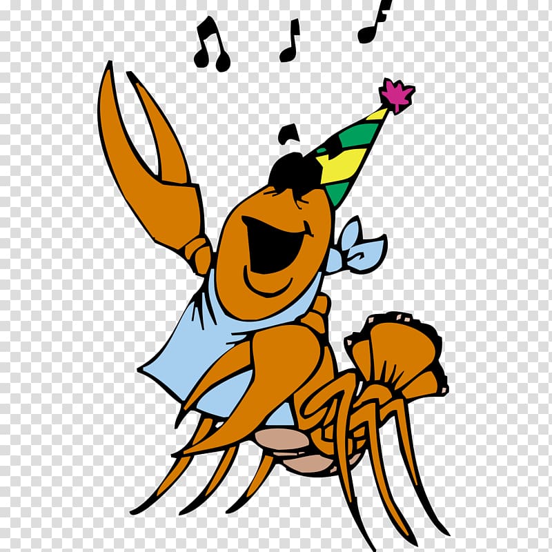 Crayfish Cartoon , Happy singing lobster transparent background PNG clipart