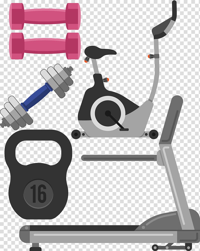 Laptop Stationary bicycle Physical exercise Treadmill, Fitness equipment dumbbell material transparent background PNG clipart