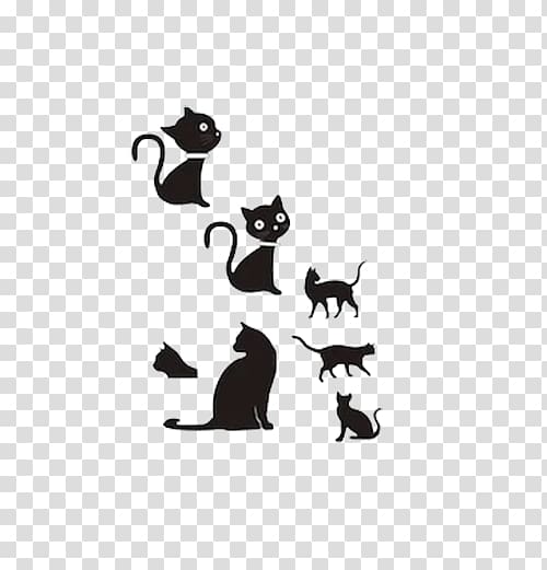 Cat Silhouette Cartoon, Kitten transparent background PNG clipart