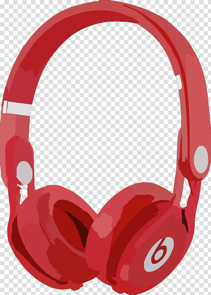 Microphone Noise-cancelling headphones Beats Electronics Phone connector, Red headphones transparent background PNG clipart