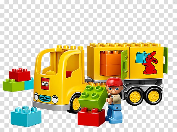 LEGO 10601 DUPLO Town Truck LEGO 10812 DUPLO Truck & Tracked Excavator LEGO 10592 DUPLO Fire Truck Lego Duplo Safari 6156 New! Sealed! Pre-school Lego Duplo Ice Cream Truck 10586, cartoon garbage truck transparent background PNG clipart