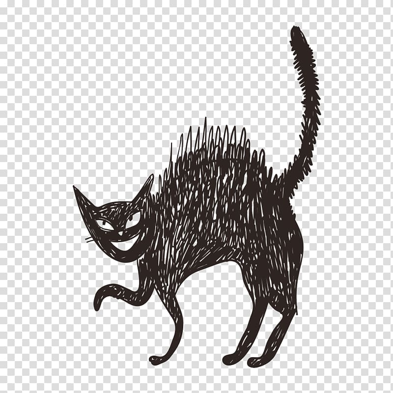 Cat food Black cat, Cartoon little black cat transparent background PNG clipart