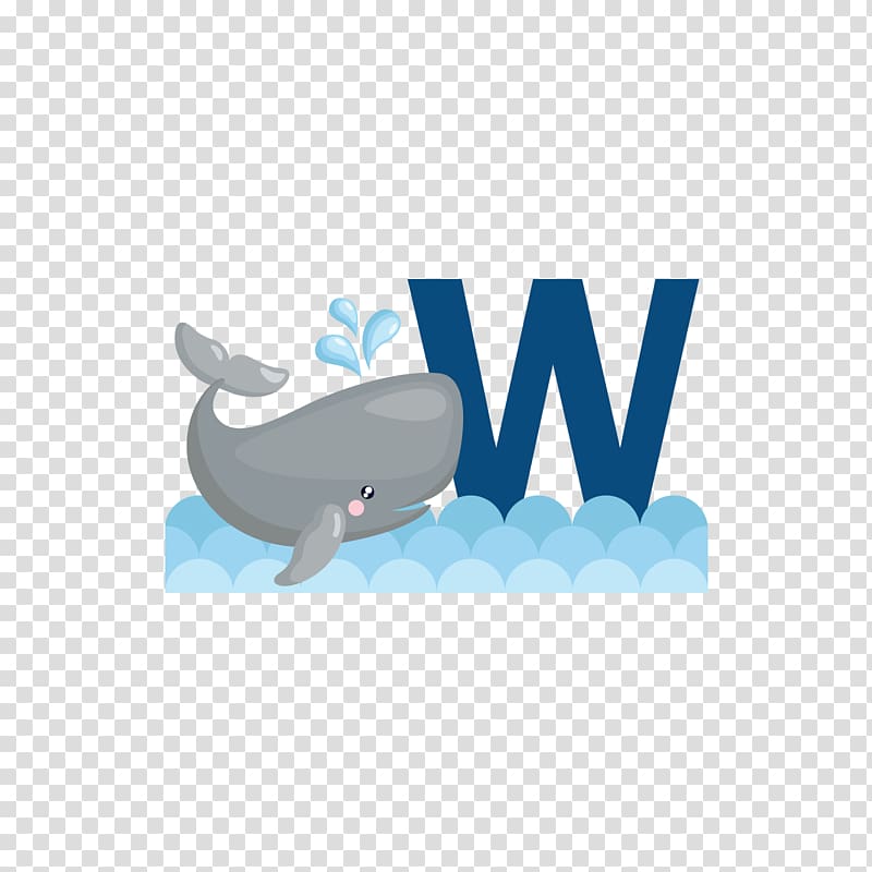 Alphabet W Letter , Blue whale alphabet W transparent background PNG clipart