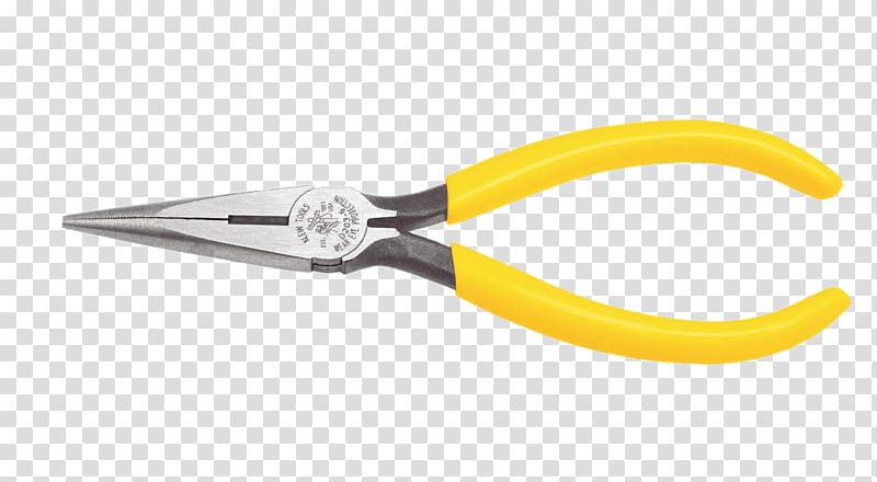 yellow handled lineman's pliers , Needle Nose Pliers transparent background PNG clipart