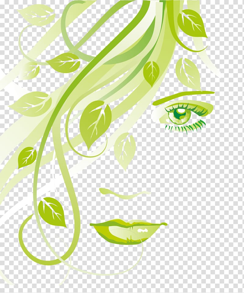 human eye illustration, Sustainability: How the Cosmetics Industry is Greening Up Beauty, Combination of face and leaf transparent background PNG clipart