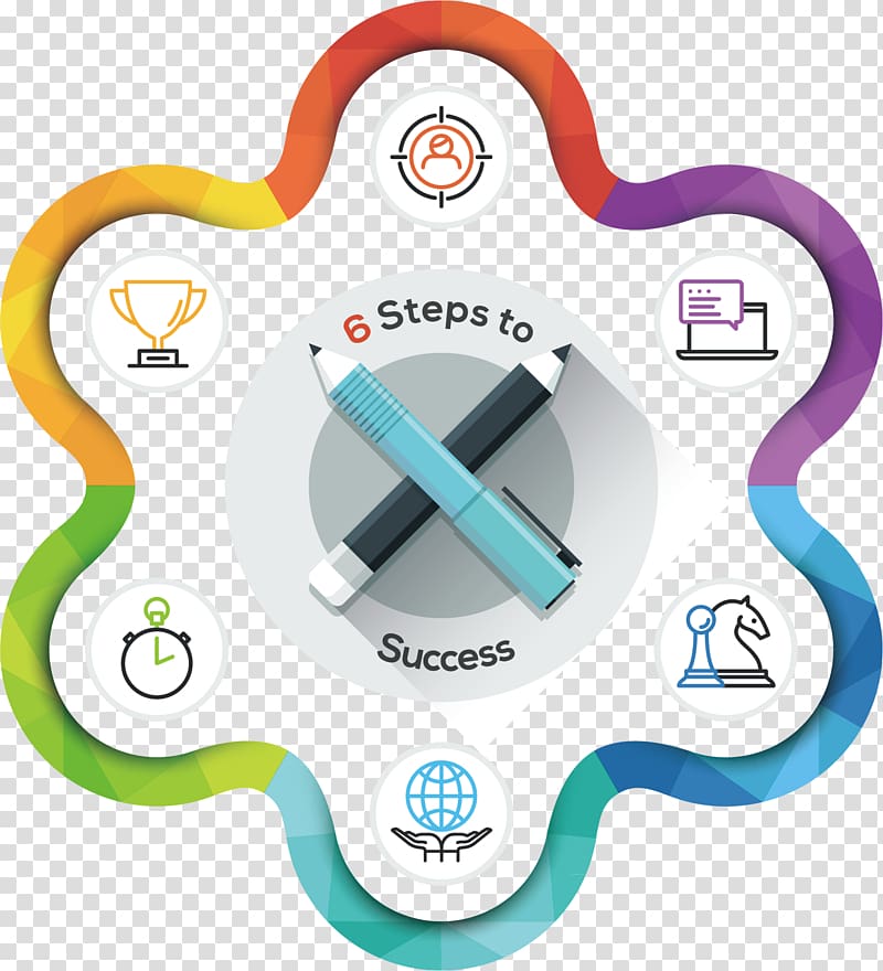 6 steps to success diagram illustraion, Infographic Icon, PPT material transparent background PNG clipart