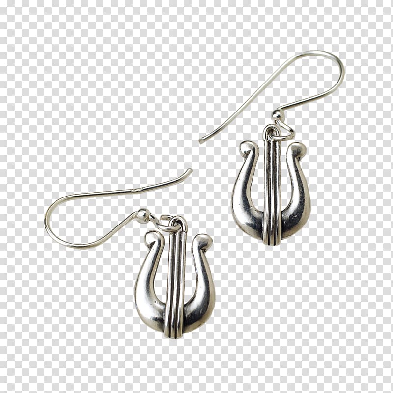 Earring Israel Silver Harp, silver side transparent background PNG clipart