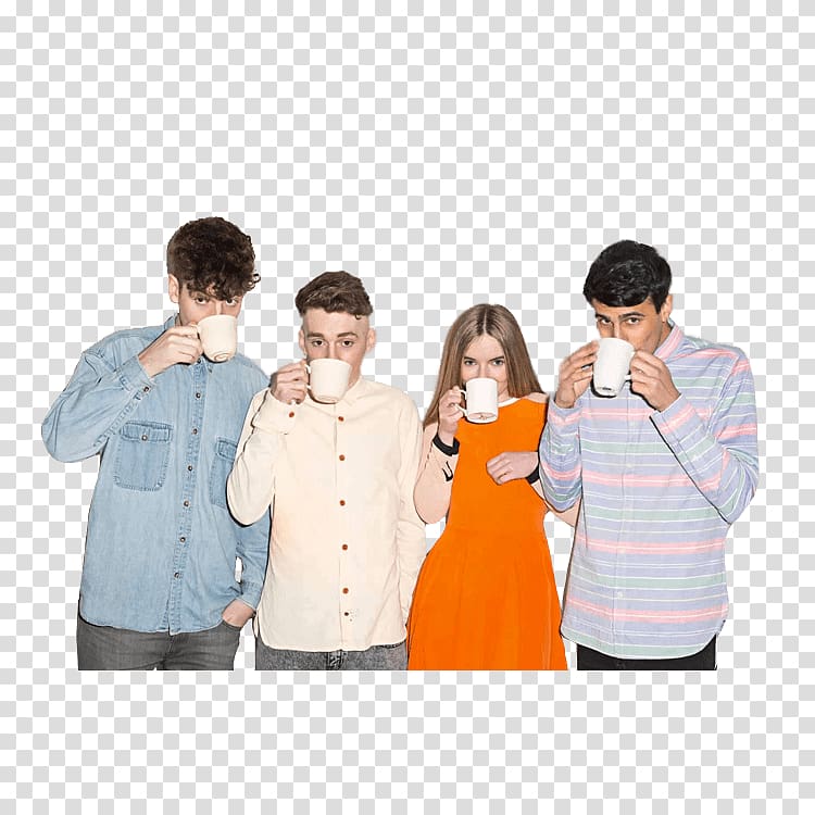 four men and woman drinking cups, Clean Bandit transparent background PNG clipart