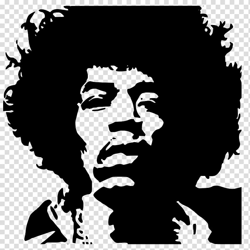 Jimi Hendrix Stencil Guitarist Art Music, Silhouette transparent background PNG clipart