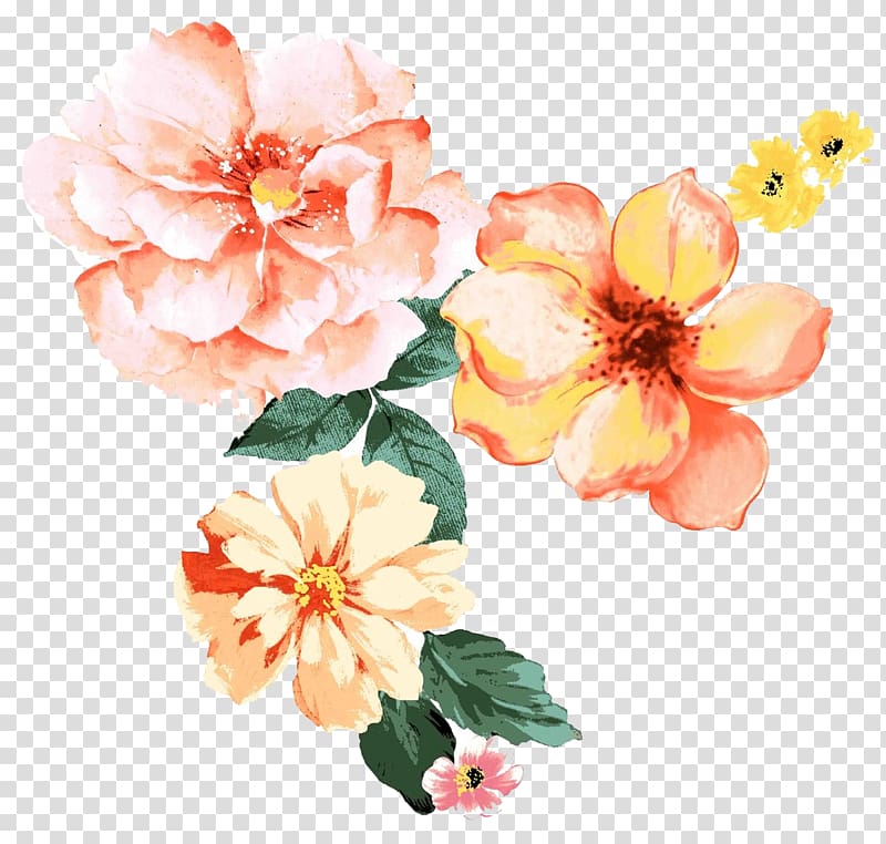 multicolored flowers, Flower Illustration, Beautiful watercolor flower pattern transparent background PNG clipart