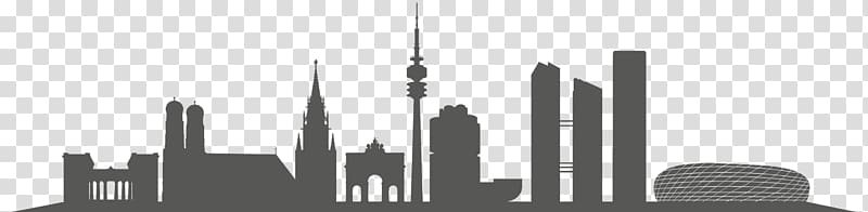 Munich Skyline Silhouette, panaroma transparent background PNG clipart