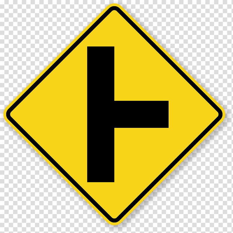 Intersection Warning sign Yield sign Traffic sign Three-way junction, road transparent background PNG clipart