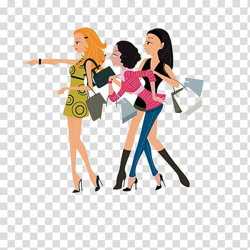 Shopping bag Woman , Cartoon Women Shopping transparent background PNG clipart