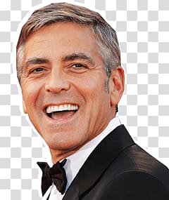 man wearing black tuxedo, Georges Clooney Happy transparent background PNG clipart