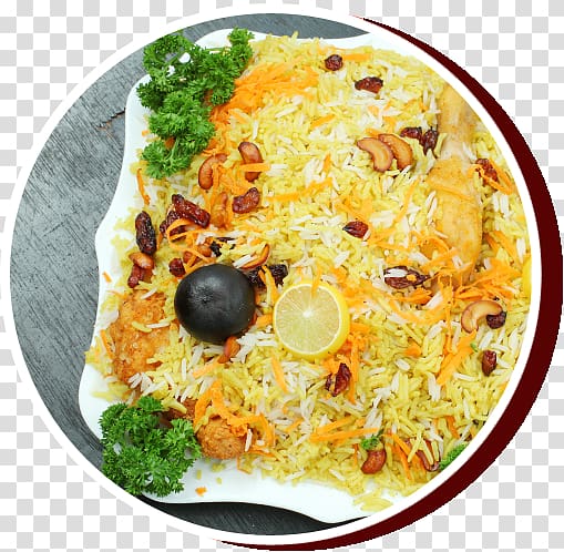 Kabsa Hyderabadi biryani Pilaf Arab cuisine, broasted chicken transparent background PNG clipart