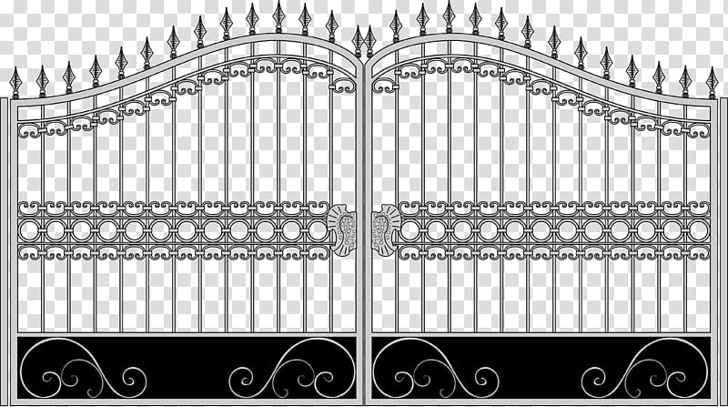 white grille gate art, Electric gates Fence Wrought iron Aluminum fencing, Iron gate material transparent background PNG clipart