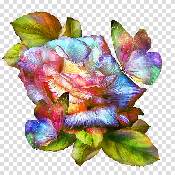 Rainbow rose Art, rainbow-colored roses transparent background PNG clipart