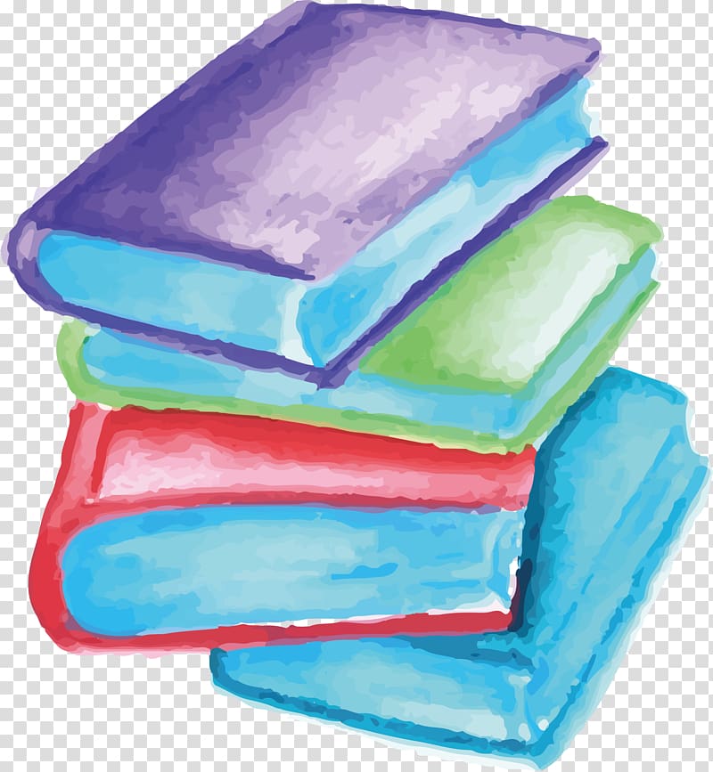 Book cover Watercolor painting, Watercolor book stack transparent background PNG clipart