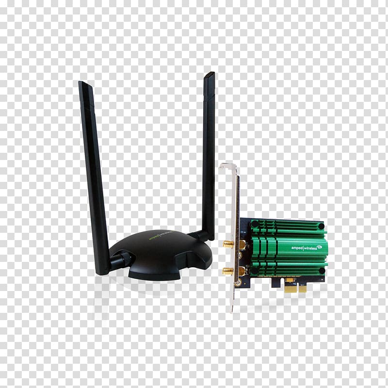 Wireless network interface controller Wi-Fi PCI Express Aerials Amped Wireless Pci20e High Power Ac1200 Wifi Pcie Adapter, antenna microwave amplifier transparent background PNG clipart
