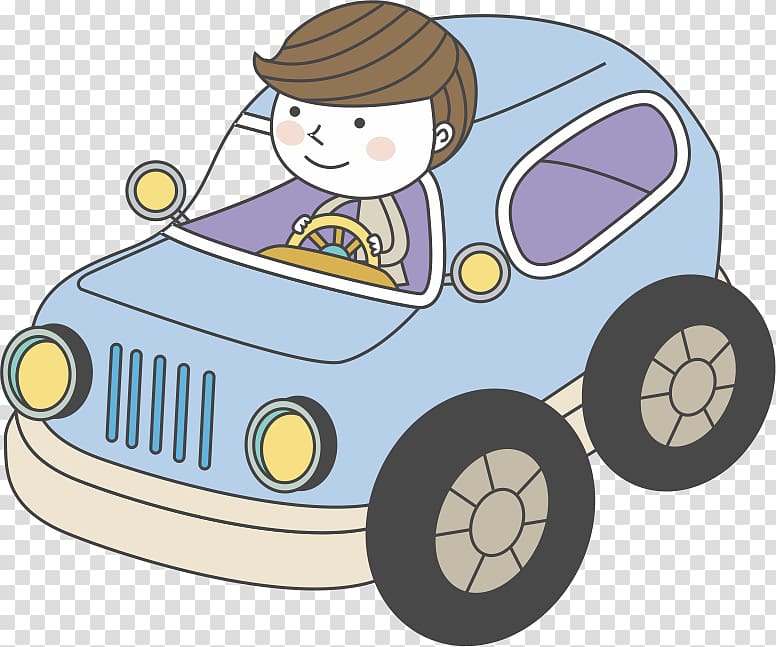 Cartoon Illustration, Boy driving transparent background PNG clipart