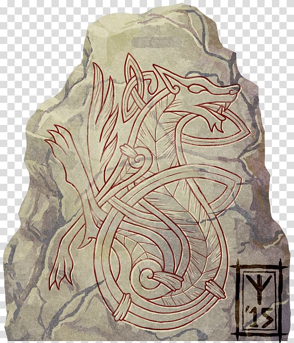 Gray wolf Runestone Art Norse mythology Norsemen, painting transparent background PNG clipart
