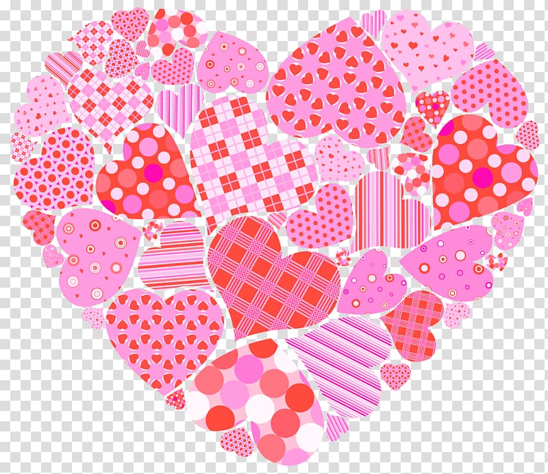pink hearts illustration, Valentines Day Rose Heart transparent background PNG clipart